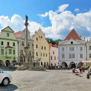 The Old Town Square of Český Krumlov - panoramic photo